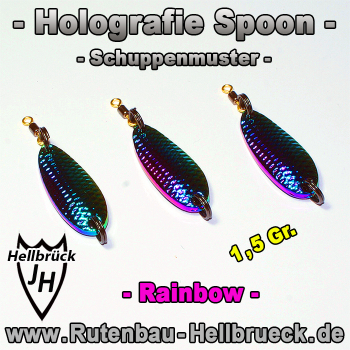 3er Sparpack - Holografie-Spoon / Schuppenmuster - Rainbow - 1,5 Gr.